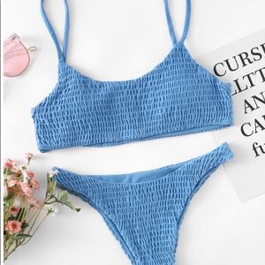 Ruffled Bikini Set: Blue (L)